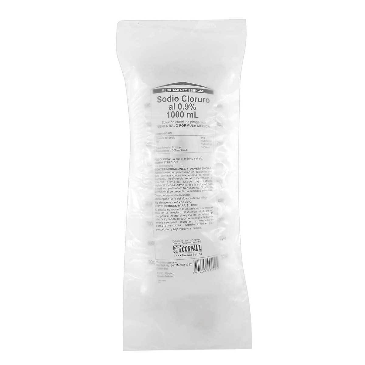 Cloruro De Sodio 0.9% Corpaul Bolsa X 1000 Ml.