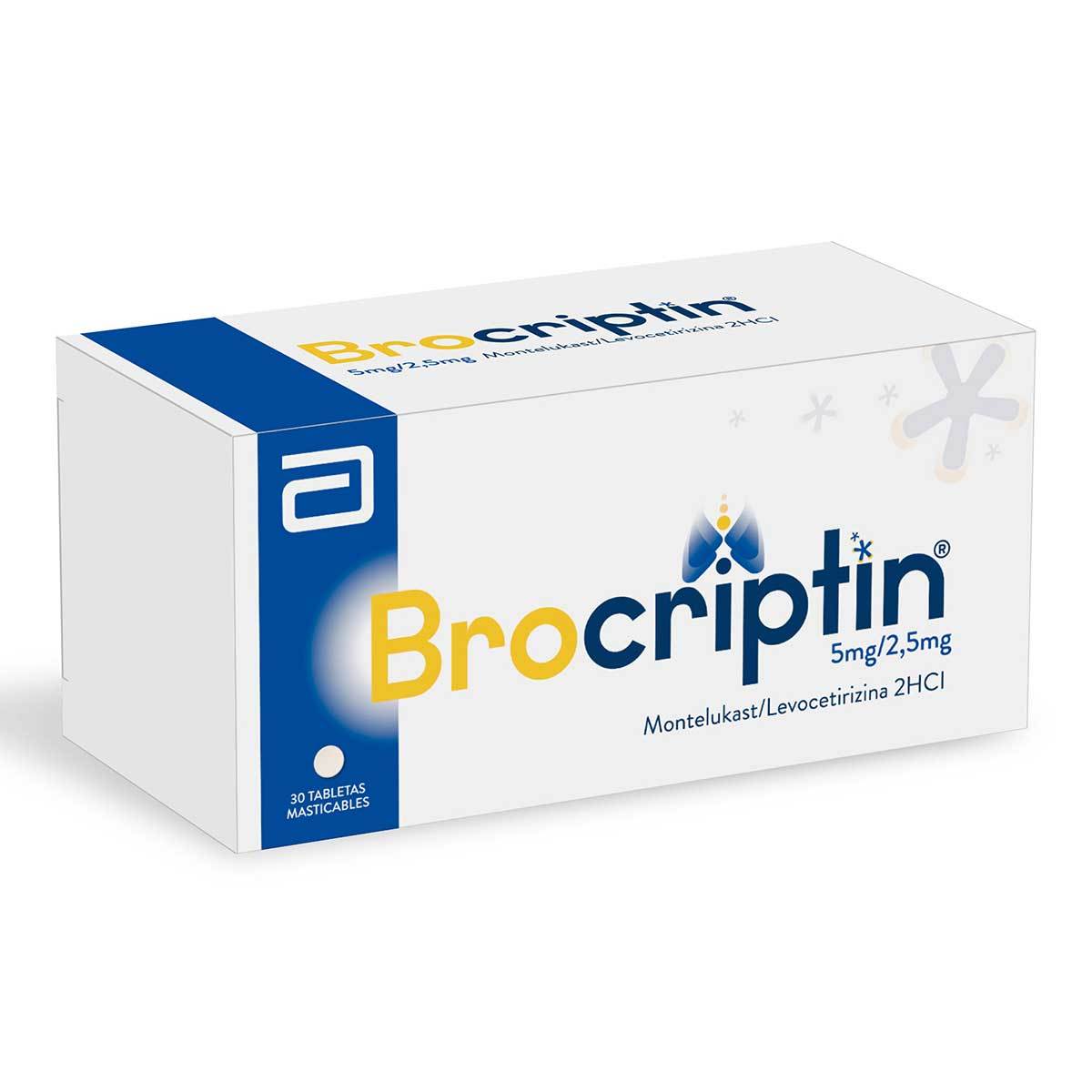 Brocriptin 5 Mg/2.5 Mg Abbott Caja X 30 Tabletas Masticables.