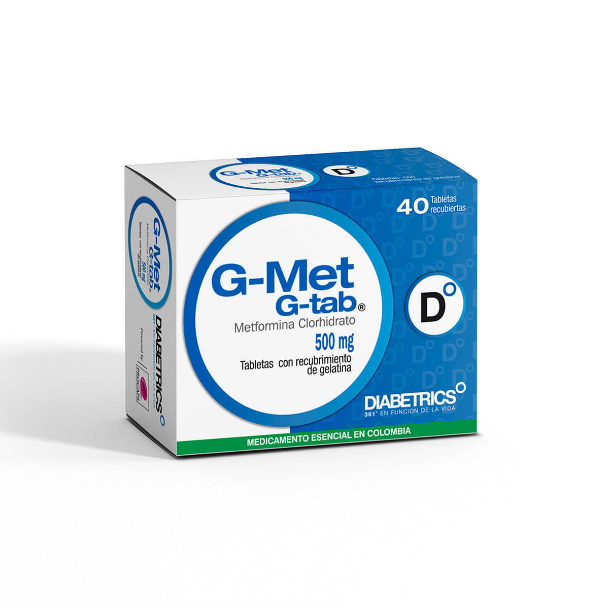 G-Met 500 Mg Diabetrics Caja X 40 Tabletas.