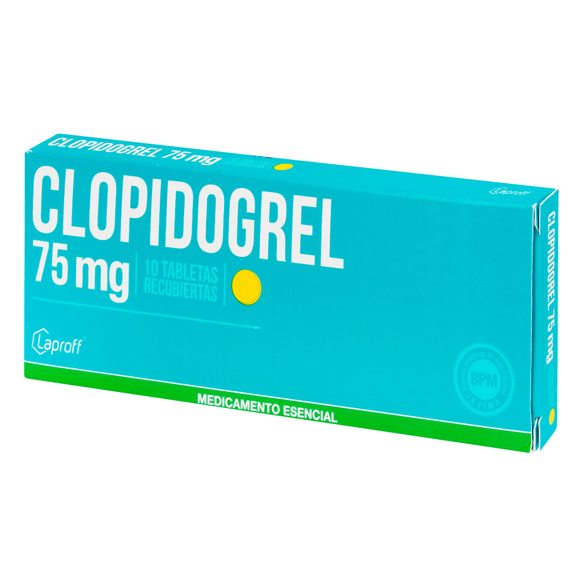 Clopidogrel 75 Mg Laproff Caja X 10 Tabletas Recubiertas.