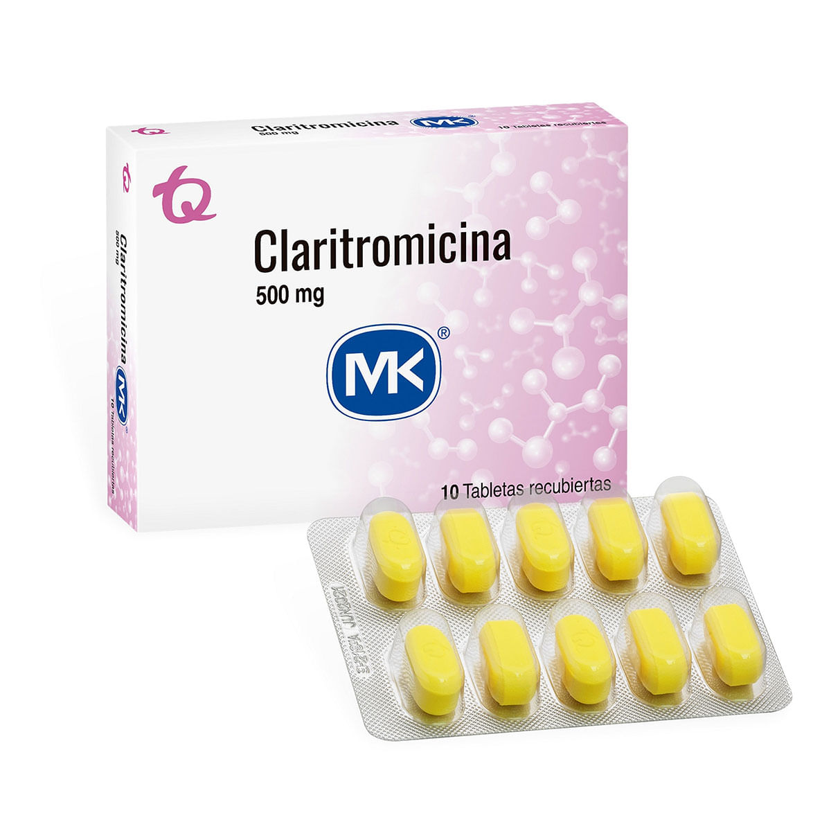 Claritromicina 500 Mg Mk Caja X 10 Tabletas Recubiertas.