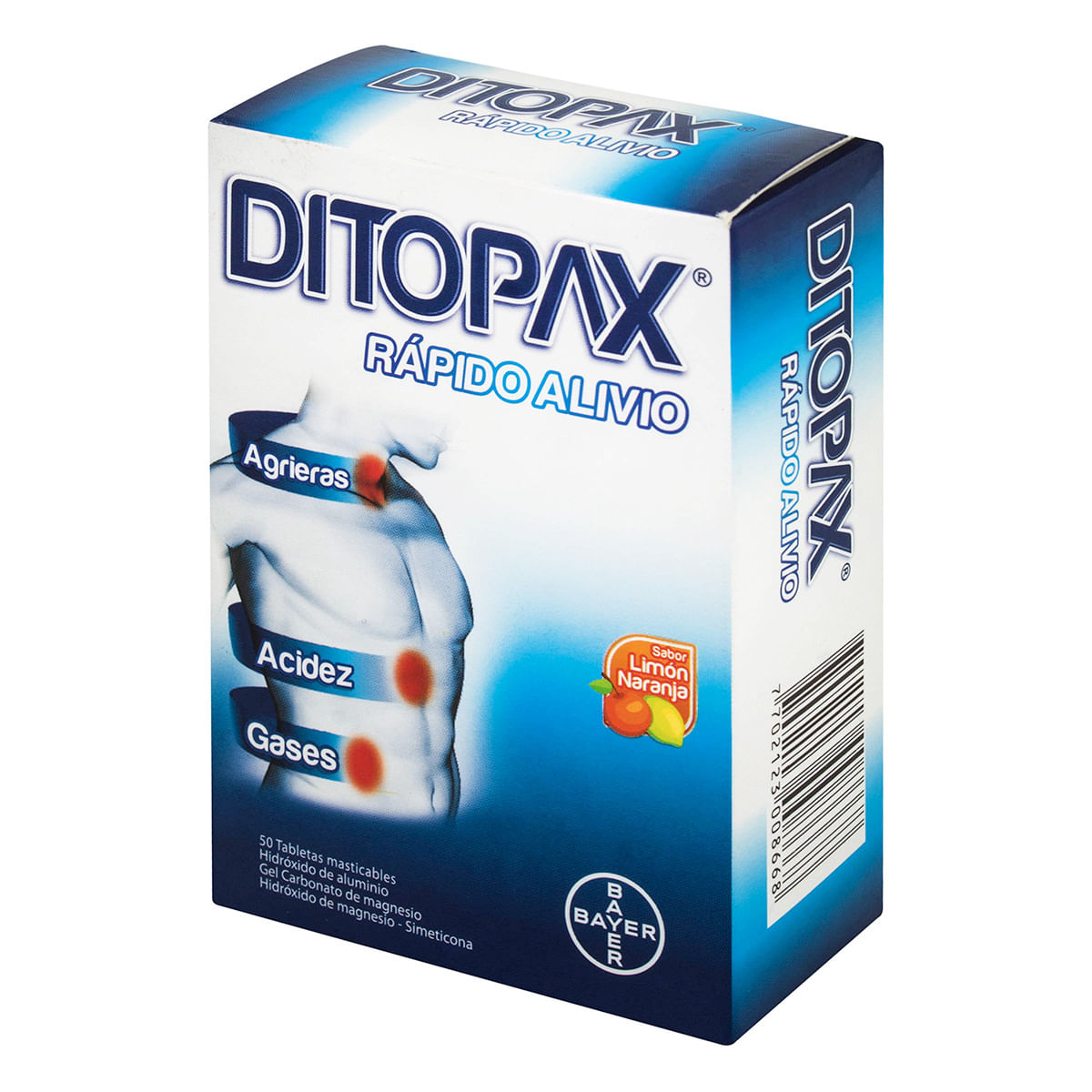 Ditopax Bayer Limón Naranja Caja X 50 Tabletas Masticables.