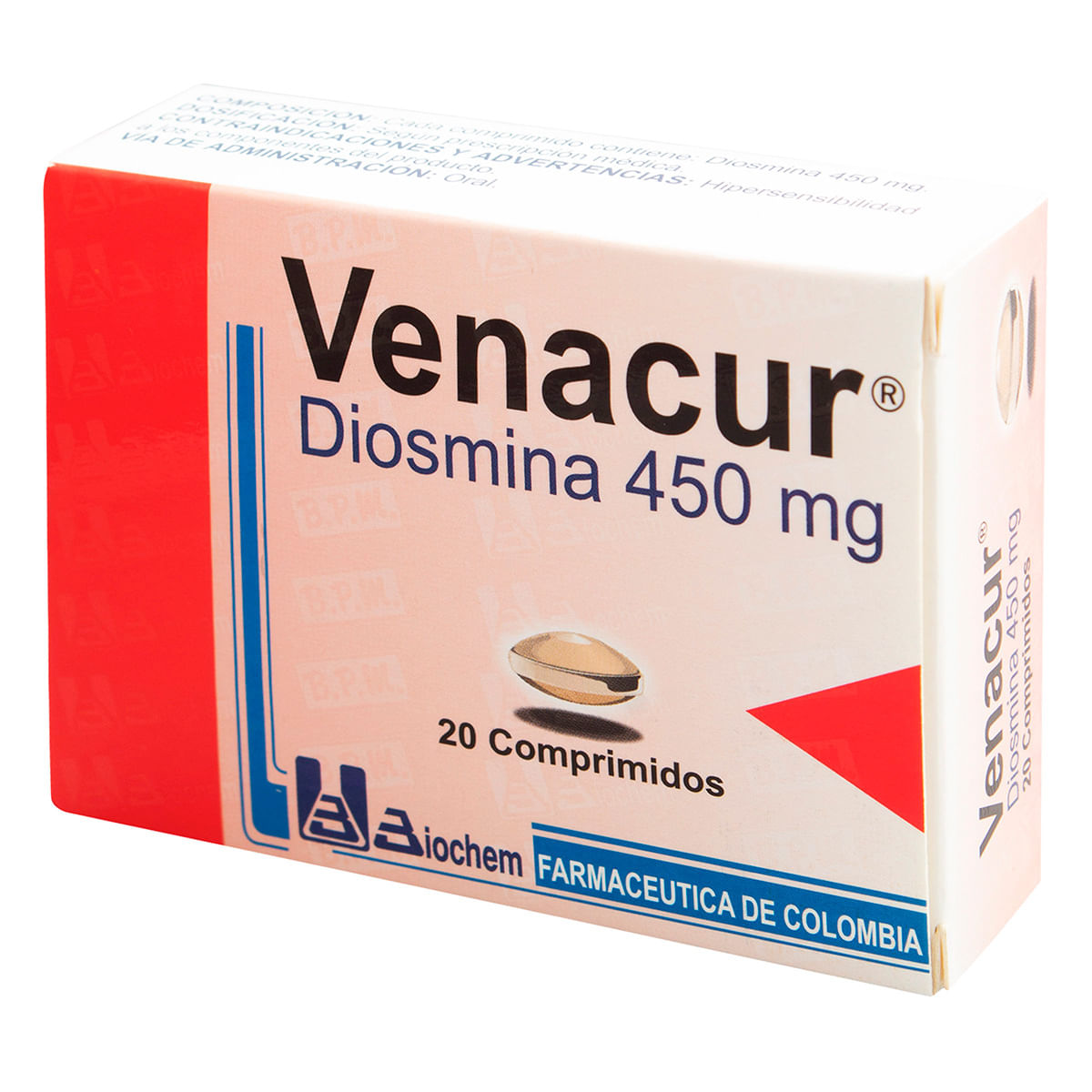Venacur 450 Mg Biochem Caja X 20 Comprimidos.