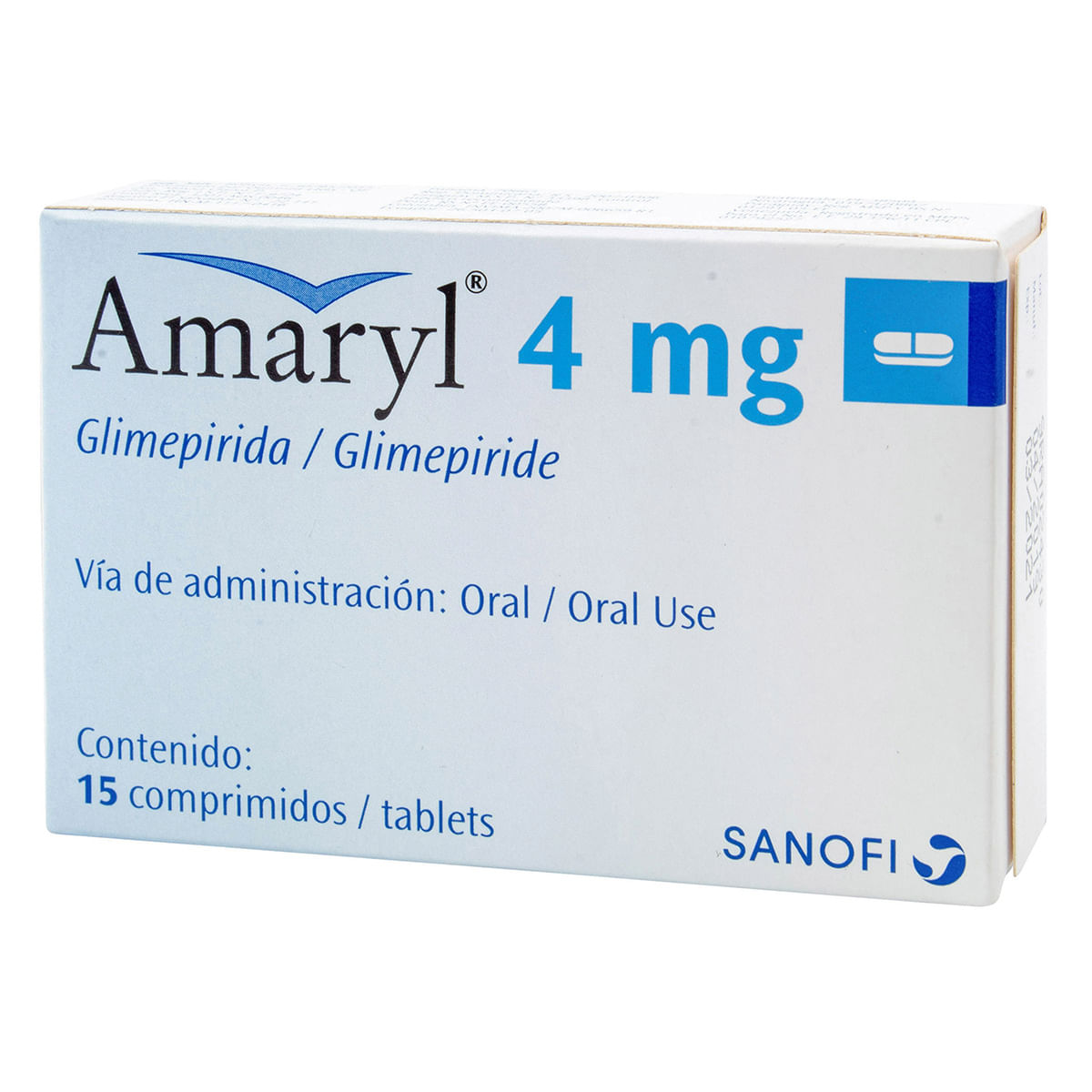 Amaryl 4 Mg Sanofi Caja X 15 Comprimidos.