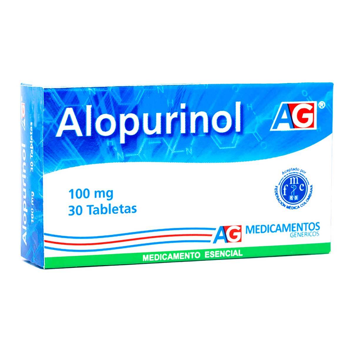 Alopurinol 100 Mg Ag Caja X 30 Tabletas.