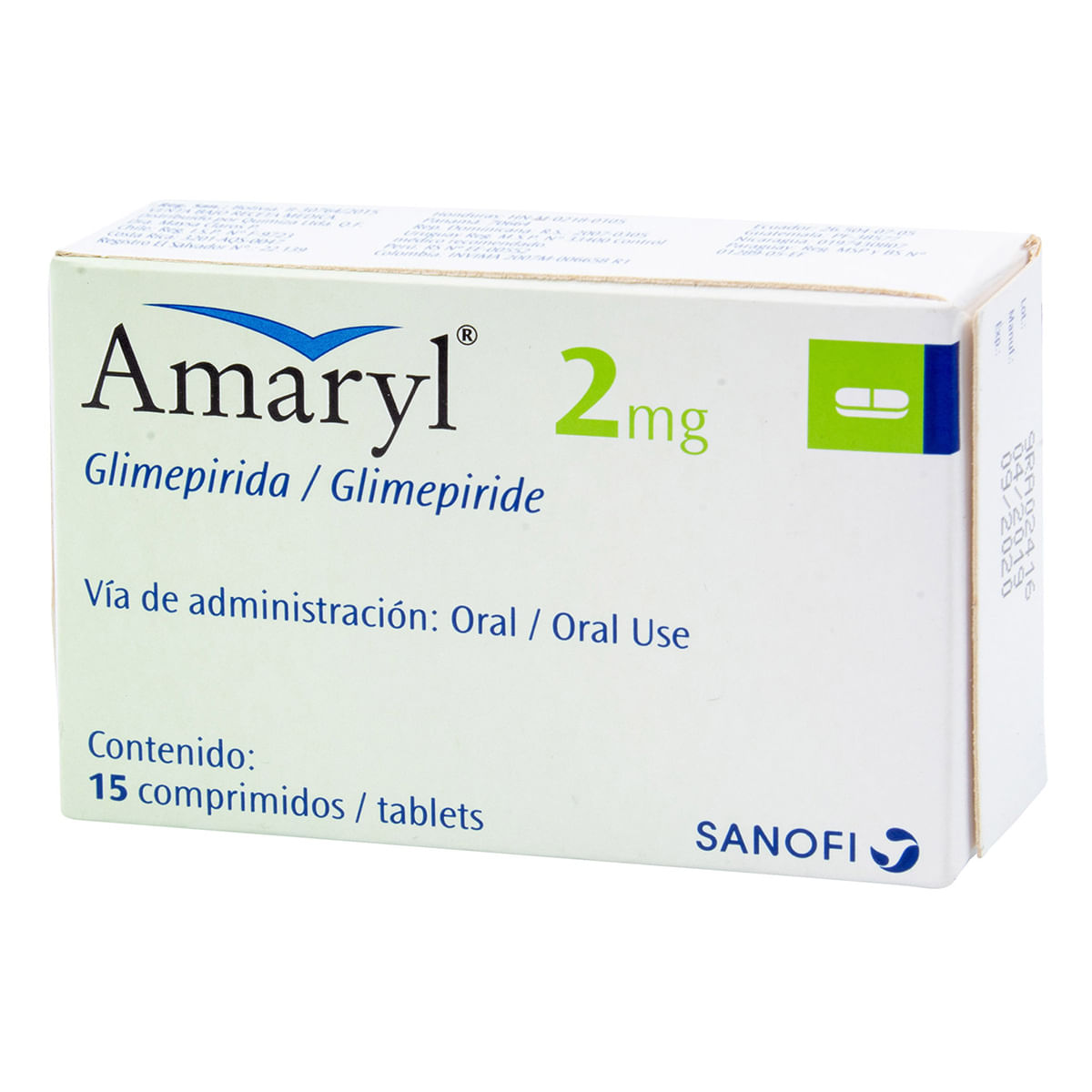 Amaryl 2 Mg Sanofi Caja X 15 Comprimidos.