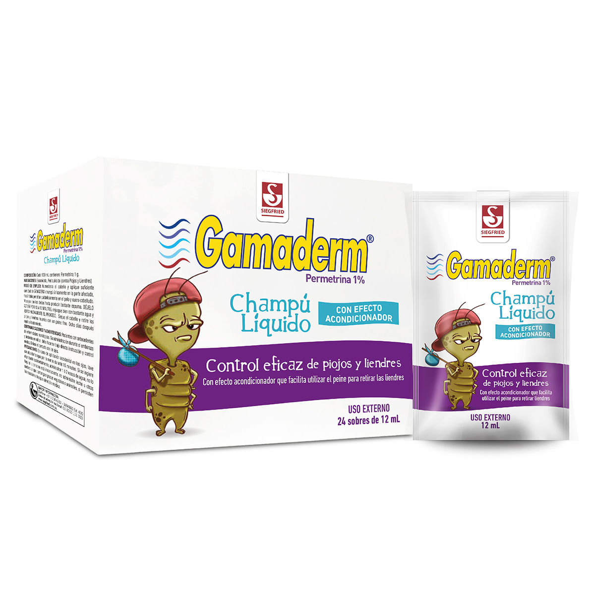 Champú Gamaderm 1% Siegfried Permetrina Sobre X 12 Ml Caja X 24 Uds.