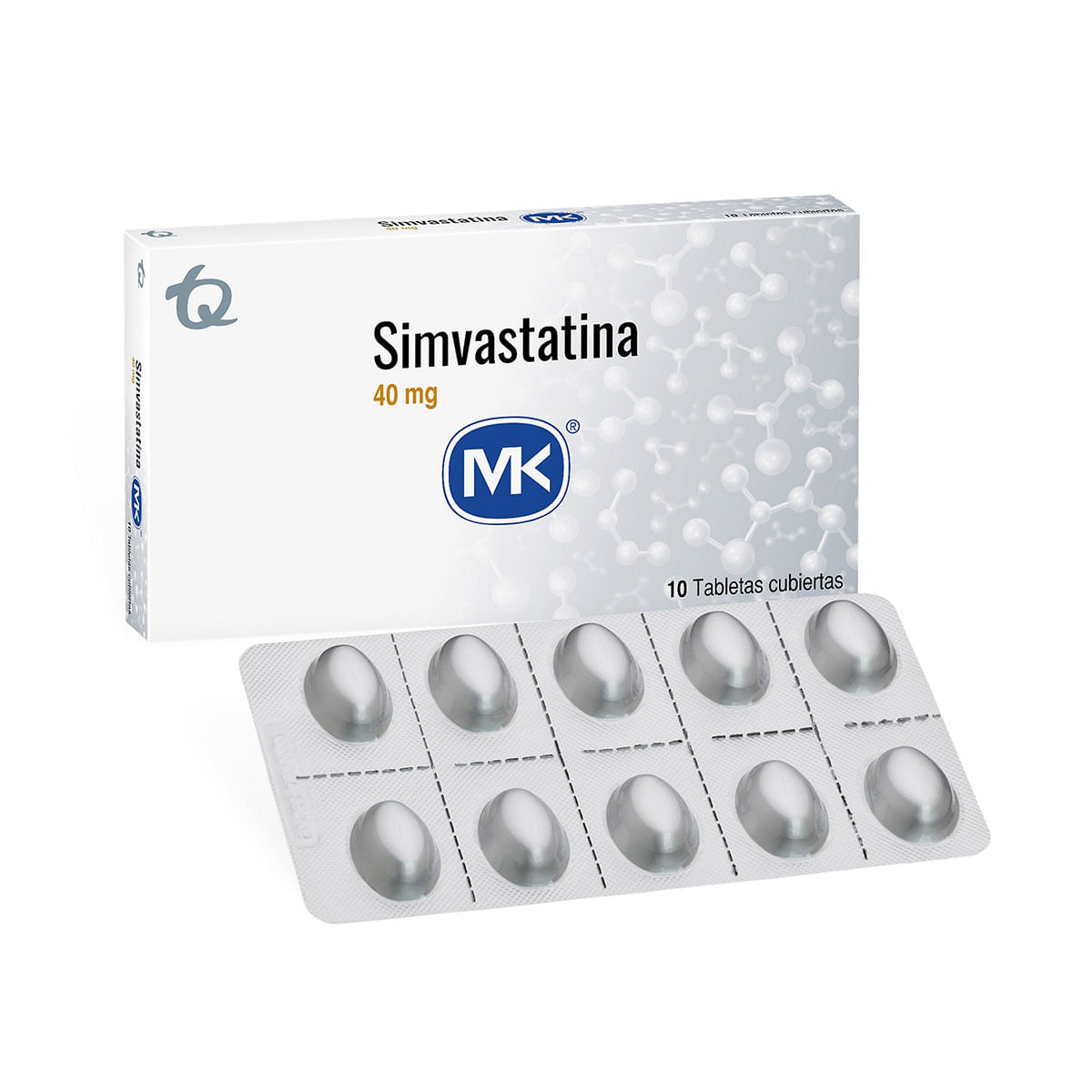 Simvastatina 40 Mg Mk Caja X 10 Tabletas Cubiertas.