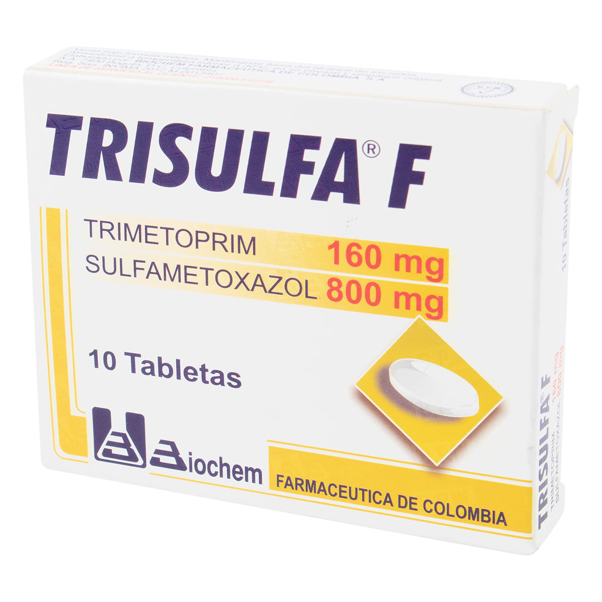 Trisulfa-F 160 Mg/800 Mg Biochem Caja X 10 Tabletas.