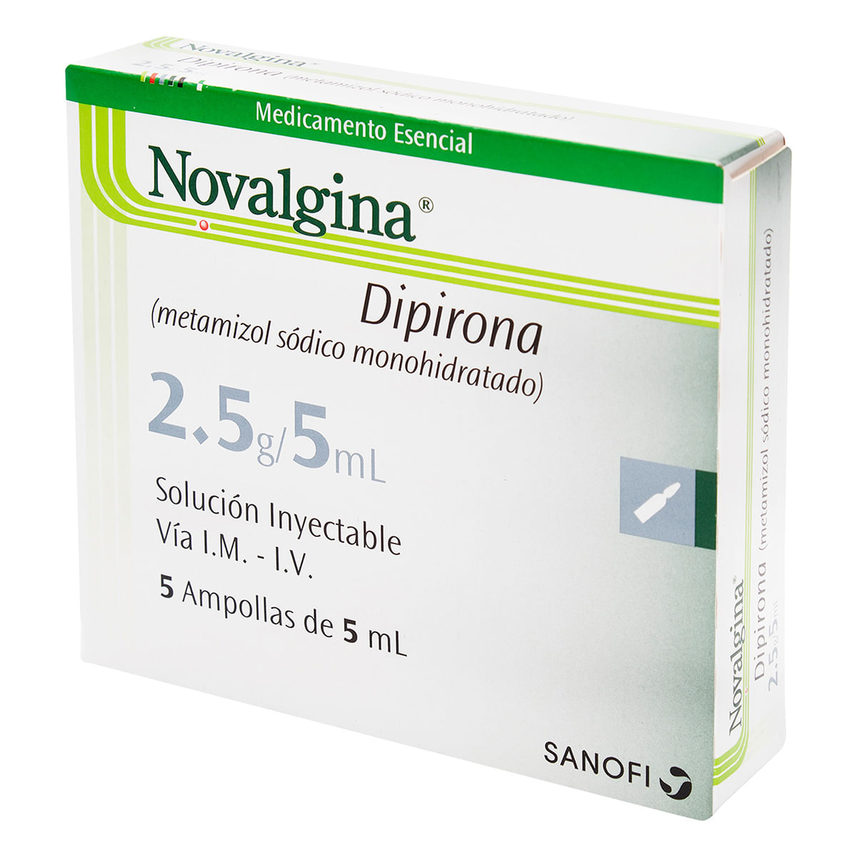 Solución Inyectable Novalgina 2.5 G/5 Ml Sanofi Caja X 5 Ampollas.