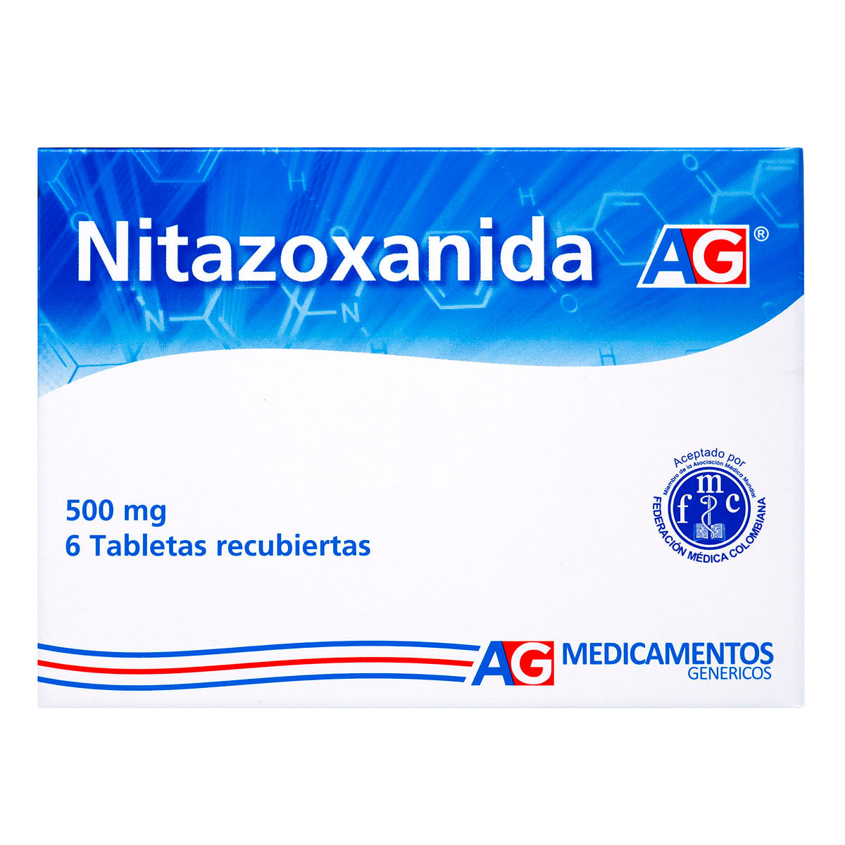 Nitazoxanida 500 mg Caja x 6 tabletas recubiertas