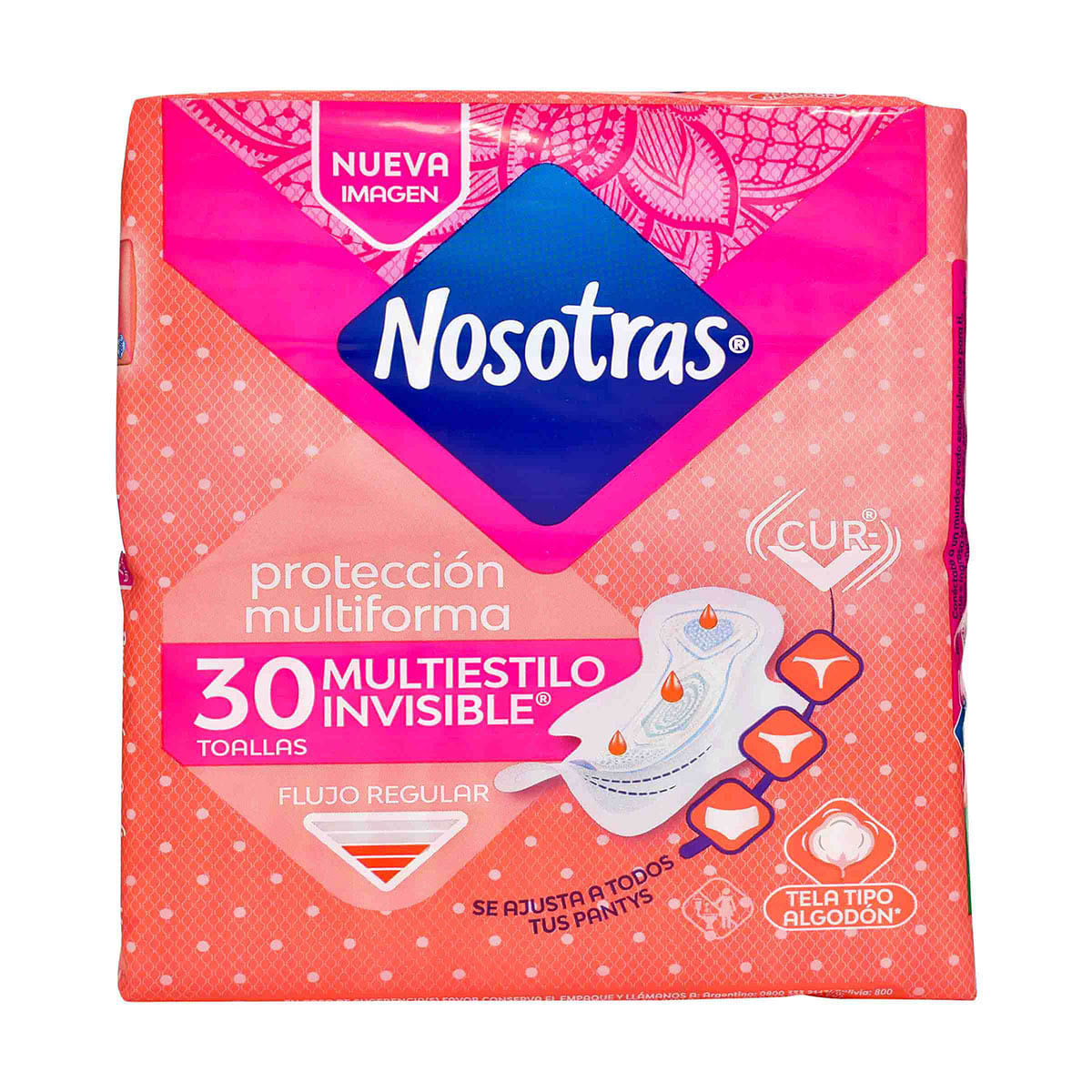 Toallas Higiénicas Nosotras Multiestilo Invisible Paquete x 30 uds.