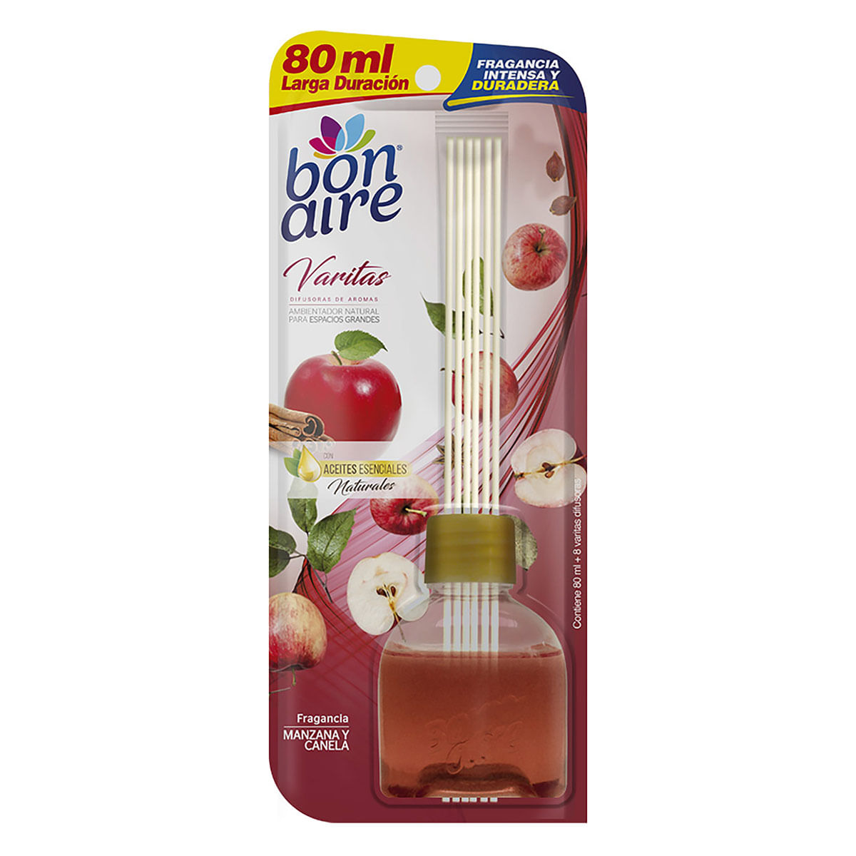 Ambientador Bonaire Varitas Manzana y Canela Frasco x 80 mL.