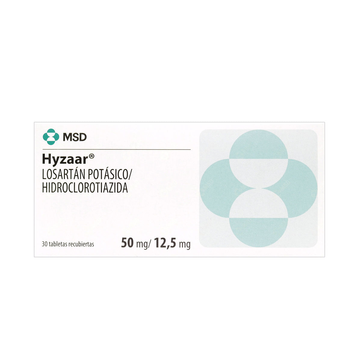 Hyzaar 50 Mg/12.5 Mg Msd Caja X 30 Tabletas Recubiertas.