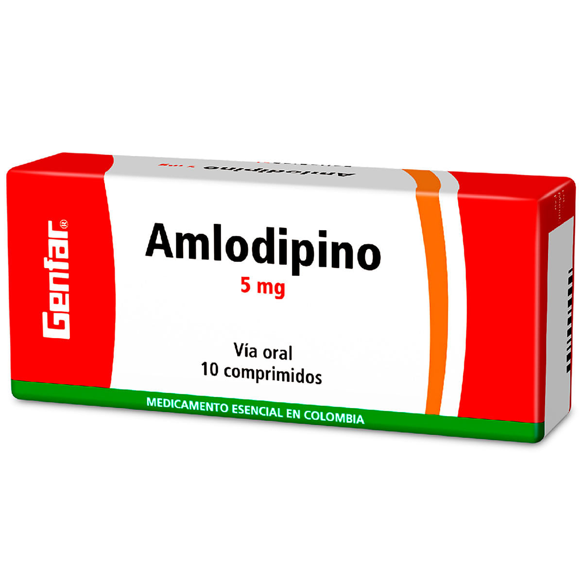 Amlodipino 5 Mg Genfar Caja X 10 Comprimidos.