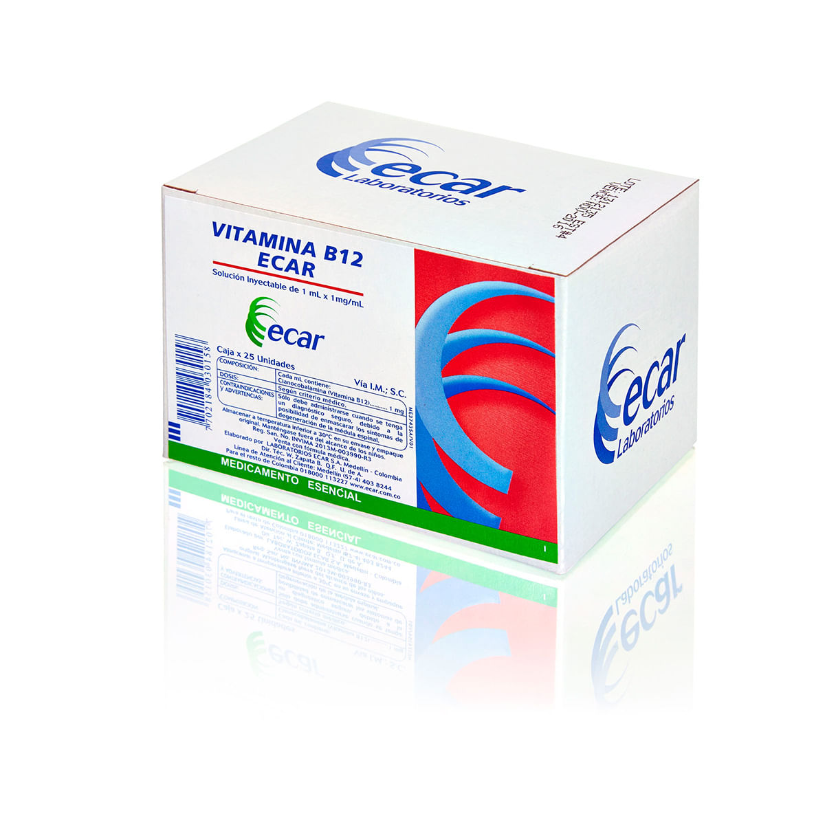 Solución Inyectable Vitamina B12 1 Mg/ Ml Ecar Caja X 25 Ampollas.