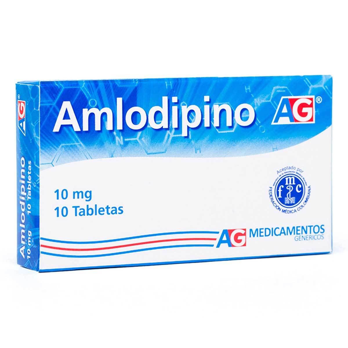 Amlodipino 10 Mg Ag Caja X 10 Tabletas.