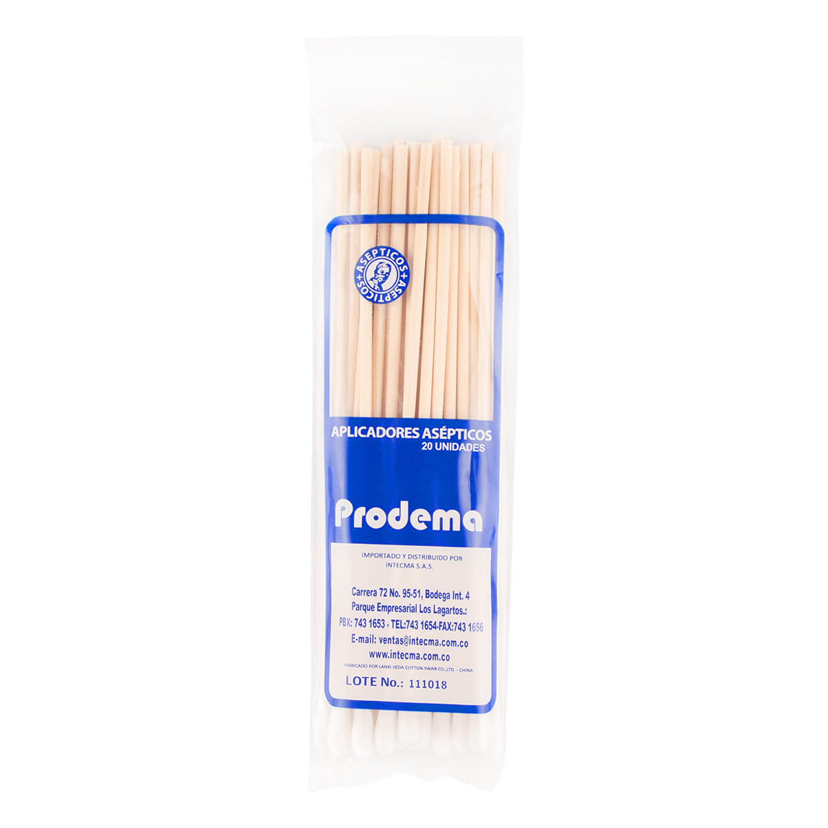 Aplicadores Asépticos Prodema En Madera Paquete X 20 Uds.