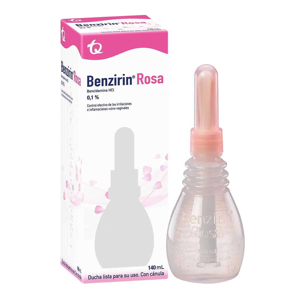 Ducha Vaginal Benzirin Rosa 0.1% Tecnoquímicas Con Cánula Frasco X 140 Ml.