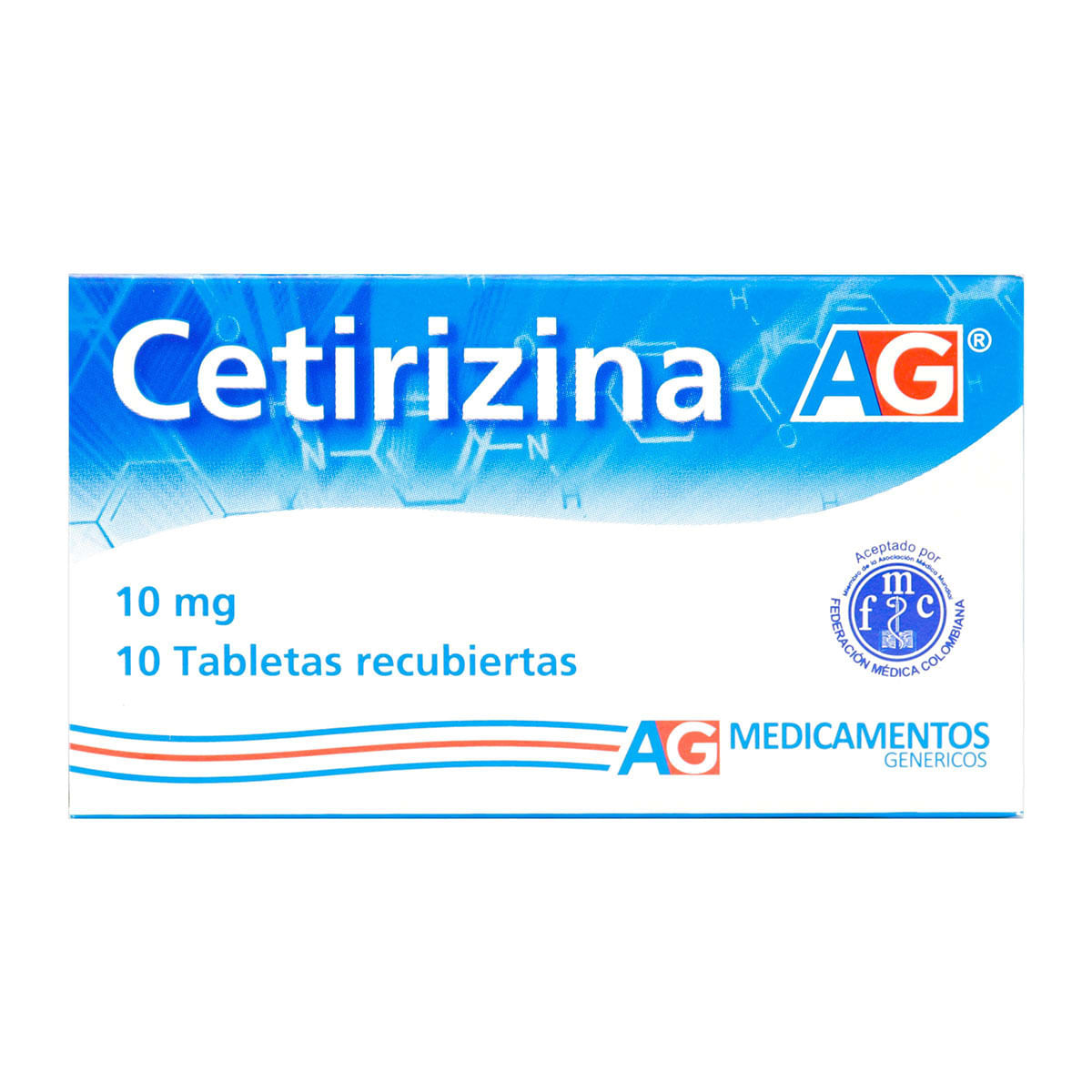 Cetirizina 10 Mg Ag Caja X 10 Tabletas Recubiertas.