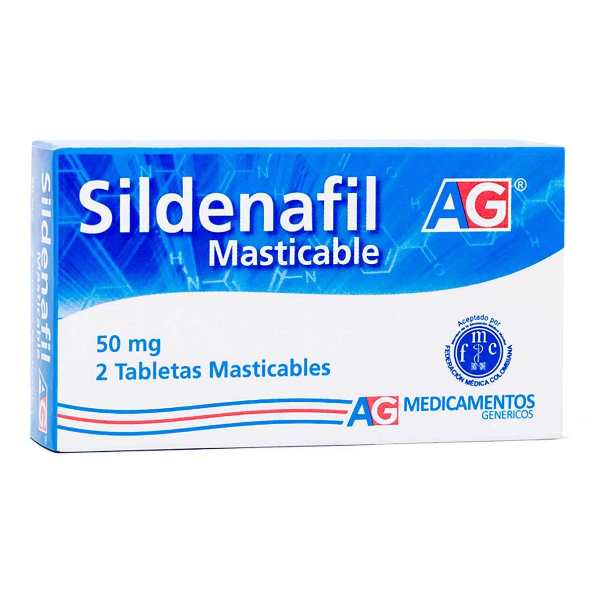 Sildenafil 50 Mg Ag Caja X 2 Tabletas Masticables.