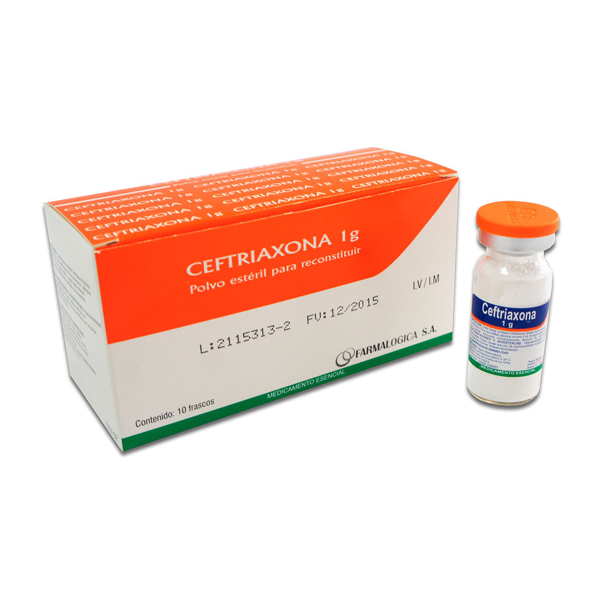 Ceftriaxona 1 G Farmalógica Polvo Caja X 10 Frasco.