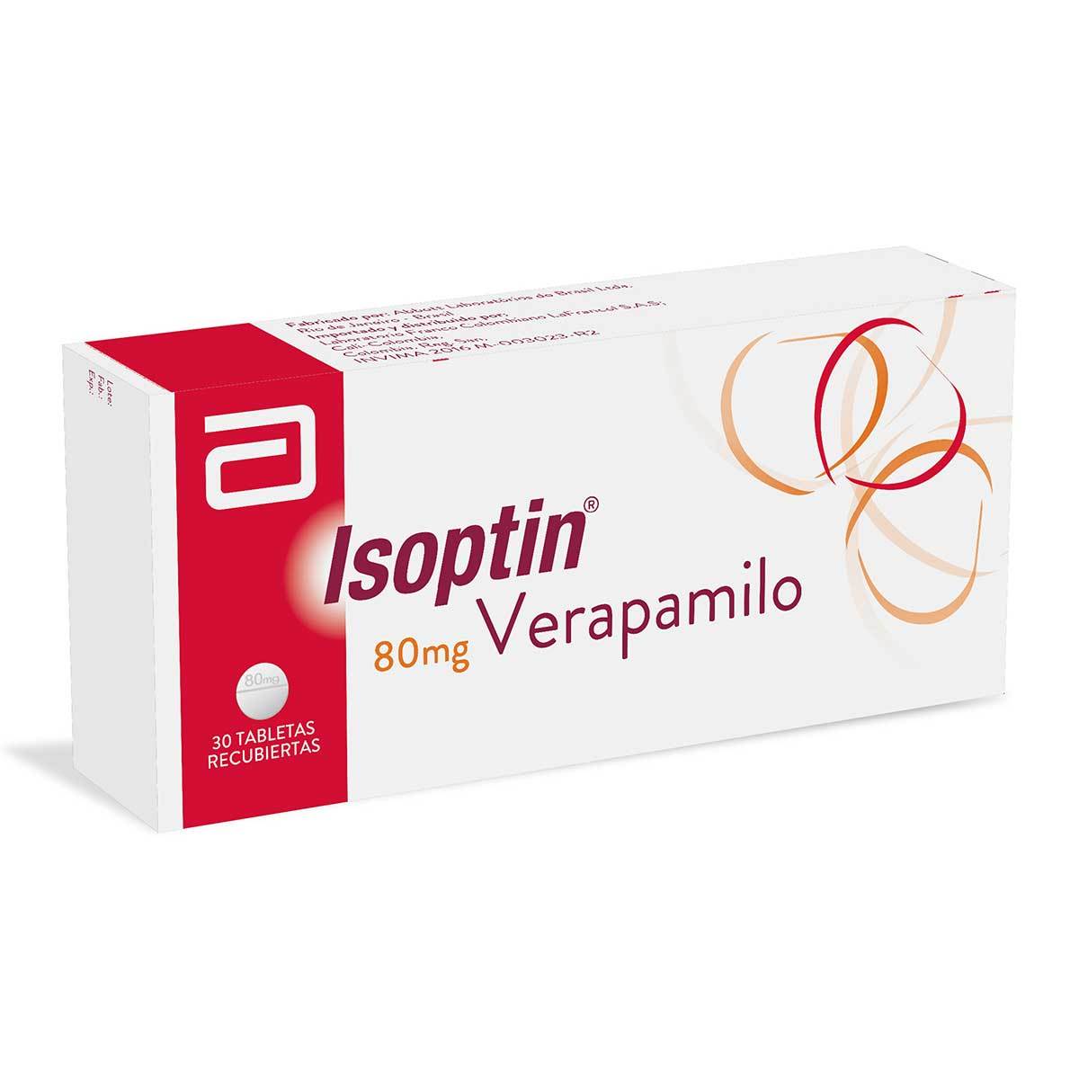 Isoptin 80 Mg Abbott Caja X 30 Tabletas Recubiertas.