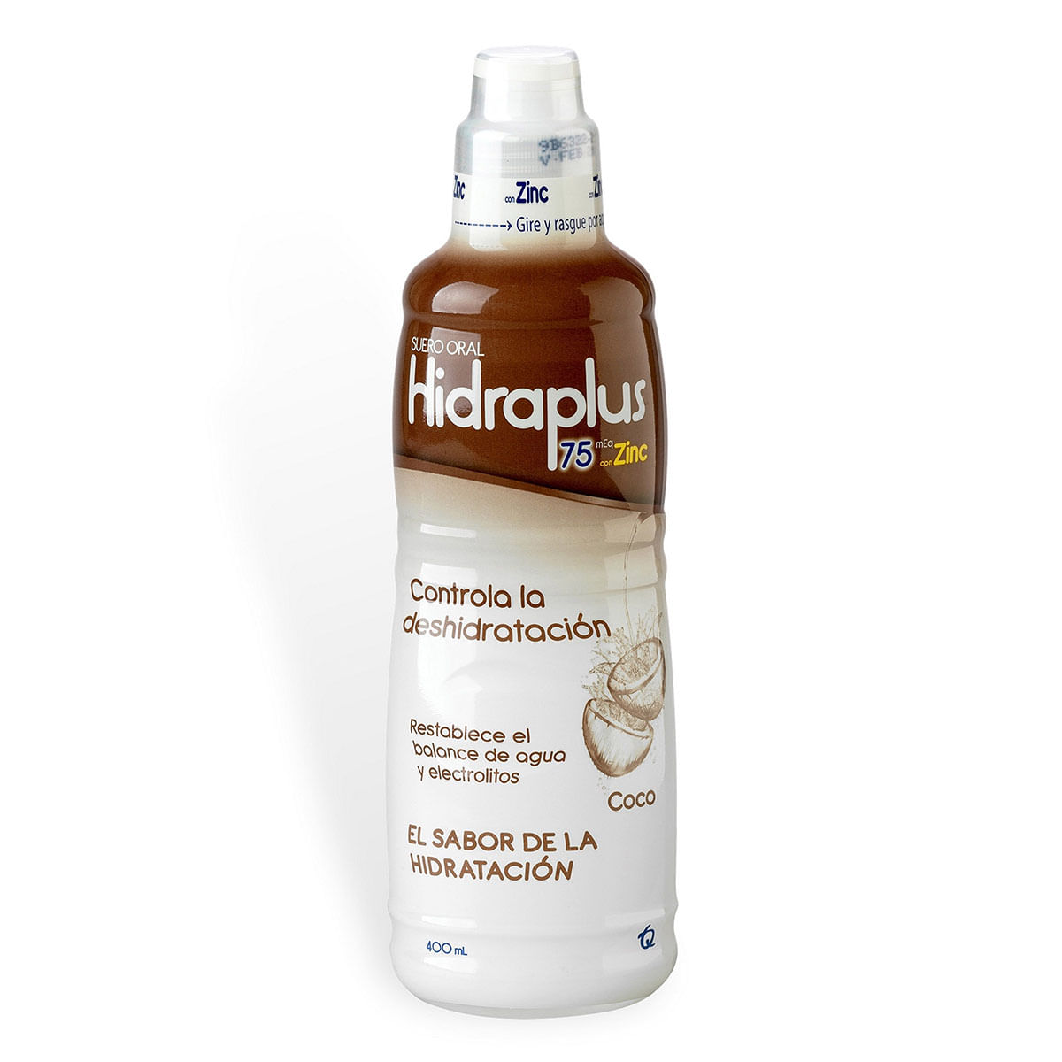 Suero Oral Hidraplus 75 con Zinc Coco Frasco x 400 mL
