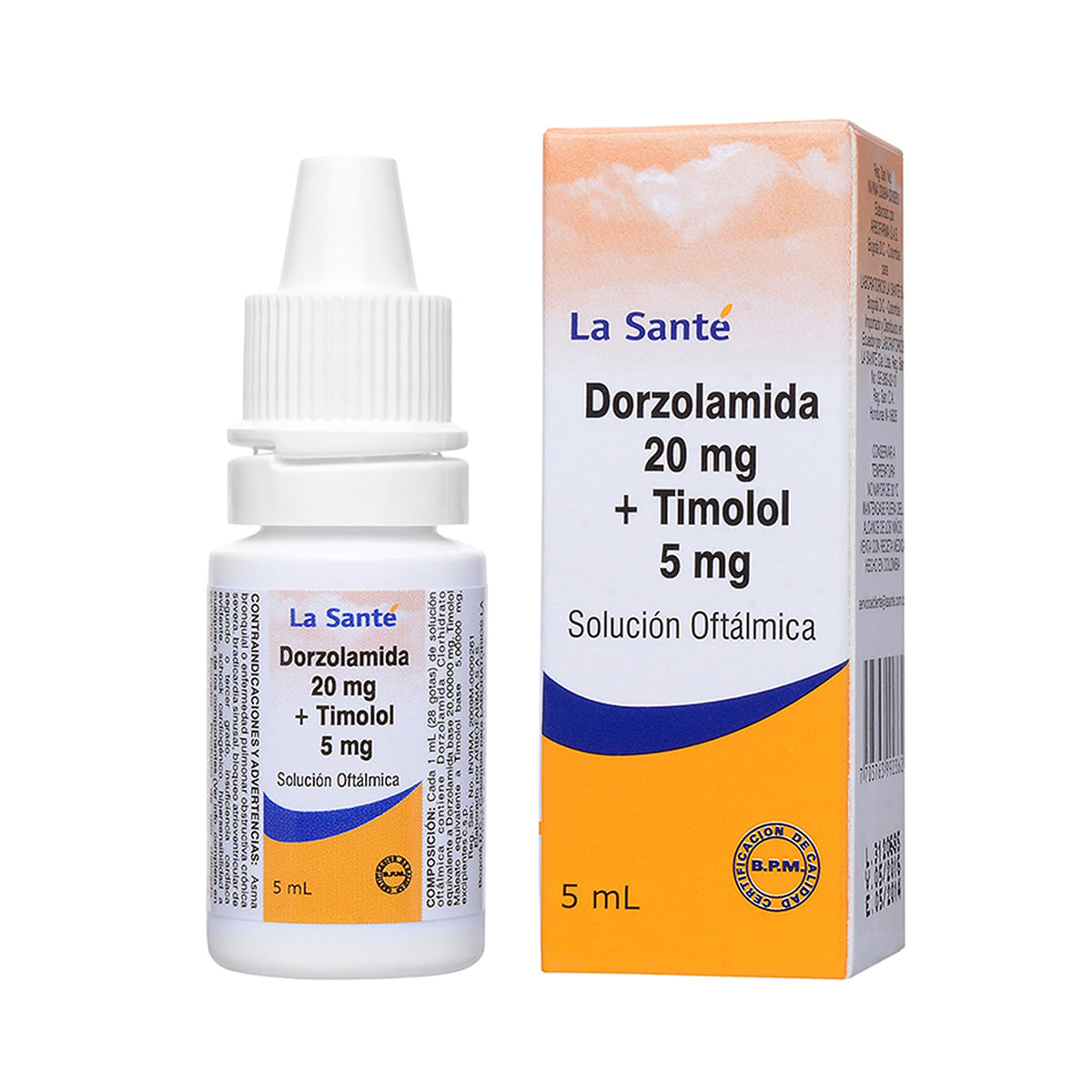Solución Oftálmica Dorzolamida 20 Mg+Timolol 5 Mg La Santé Frasco X 5 Ml.