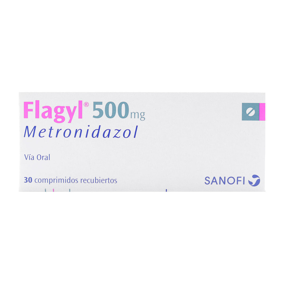Flagyl 500 Mg Sanofi Caja X 30 Comprimidos Recubiertos.