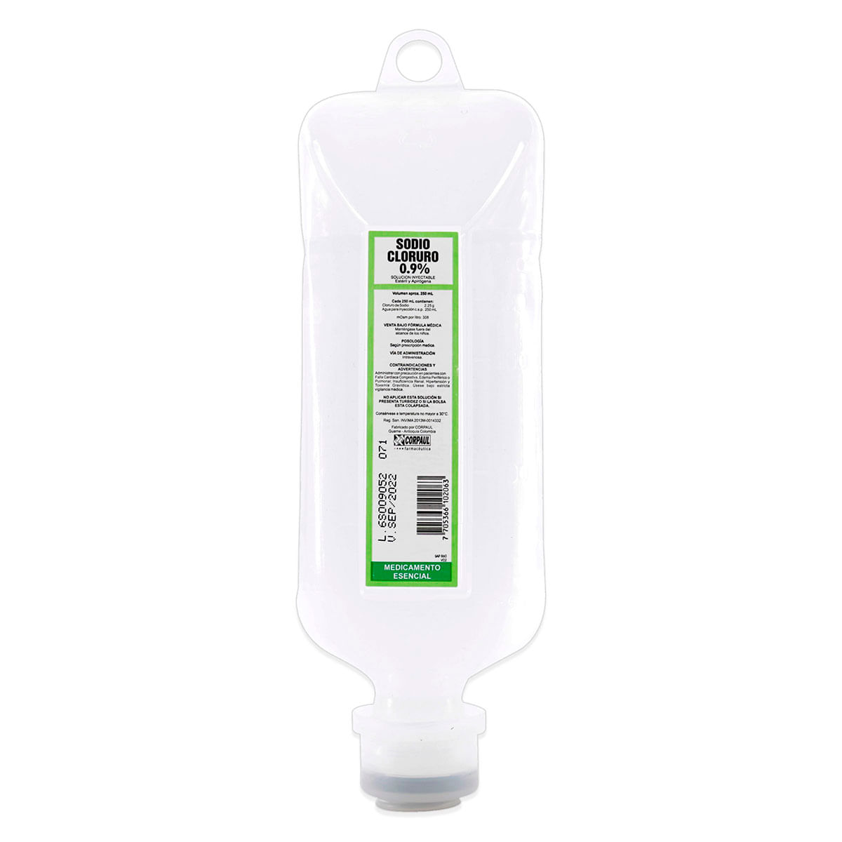 Cloruro De Sodio 0.9% Corpaul Bolsa X 250 Ml.