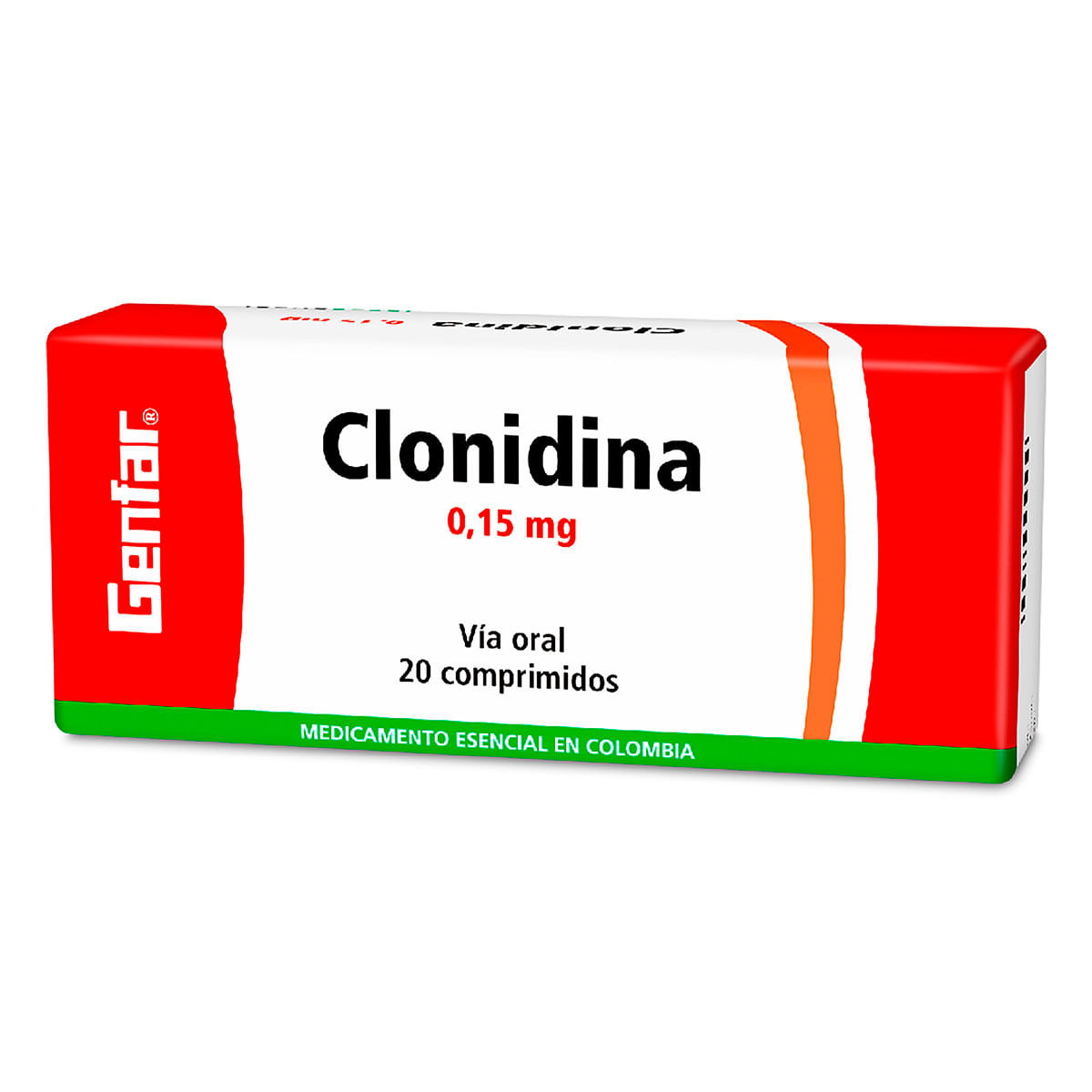 Clonidina 0.15 Mg Genfar Caja X 20 Comprimidos.