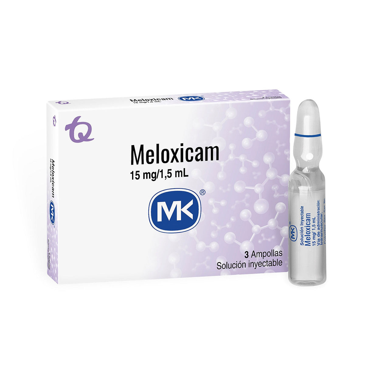 Solución Inyectable Meloxicam 15 Mg/1.5 Ml Mk Caja X 3 Ampollas.