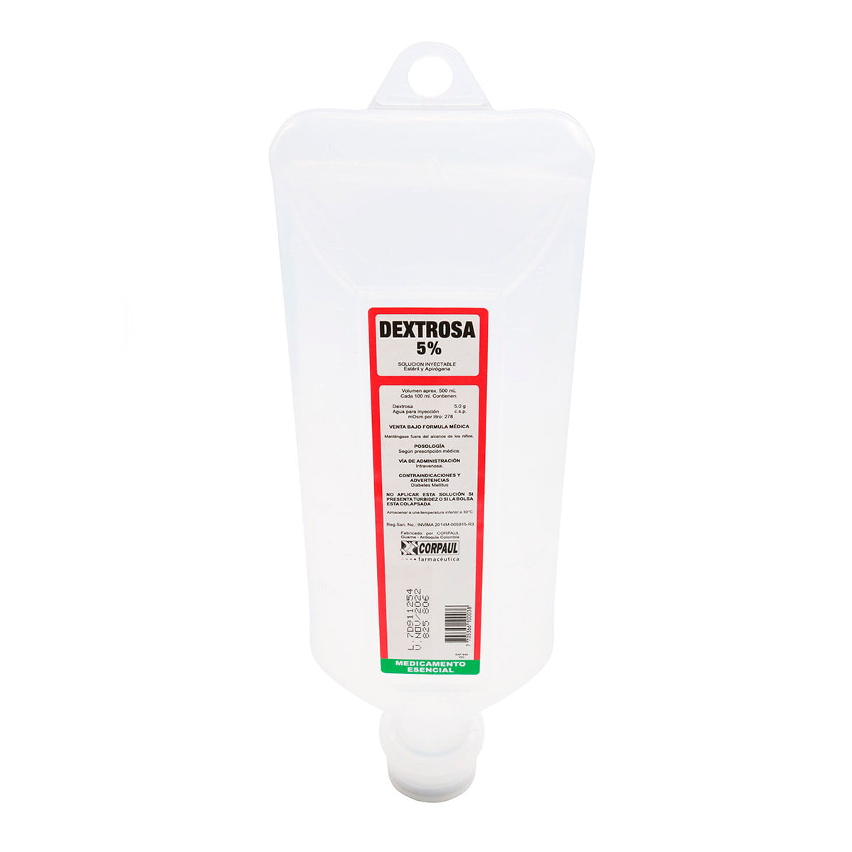 Dextrosa 5% Corpaul Bolsa X 500 Ml.