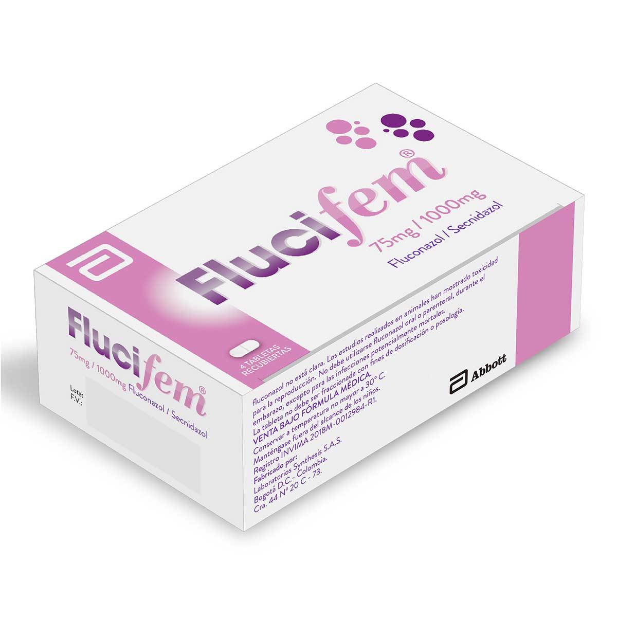 Flucifem 75 Mg/1000 Mg Gynopharm Caja X 4 Tabletas Recubiertas.