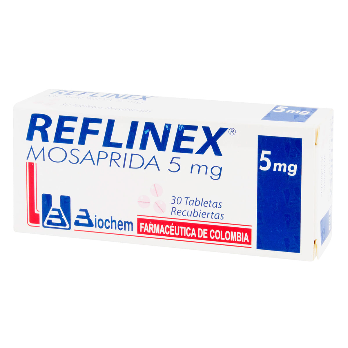 Reflinex 5 Mg Biochem Caja X 30 Tabletas Recubiertas.