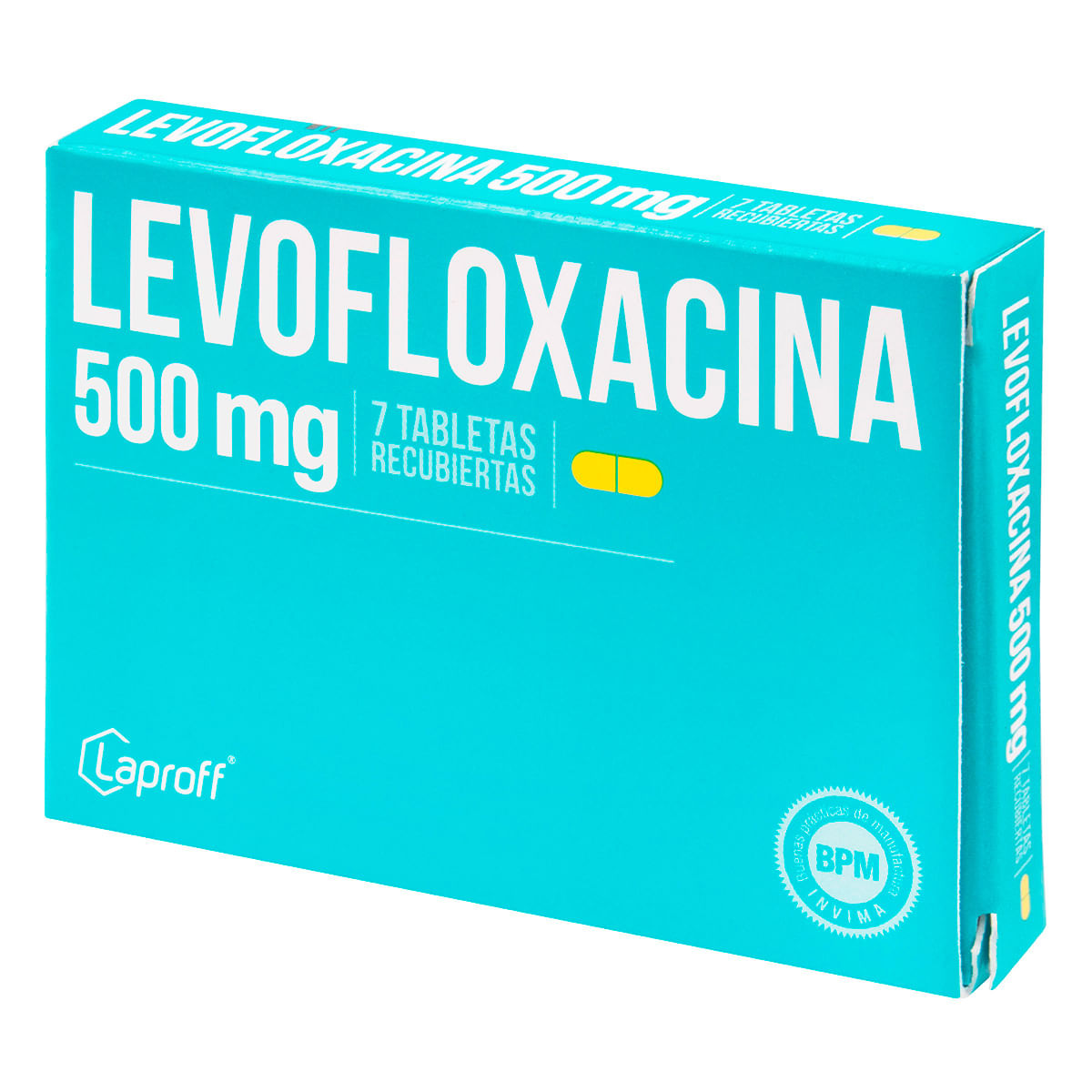 Levofloxacina 500 Mg Laproff Caja X 7 Tabletas Recubiertas.