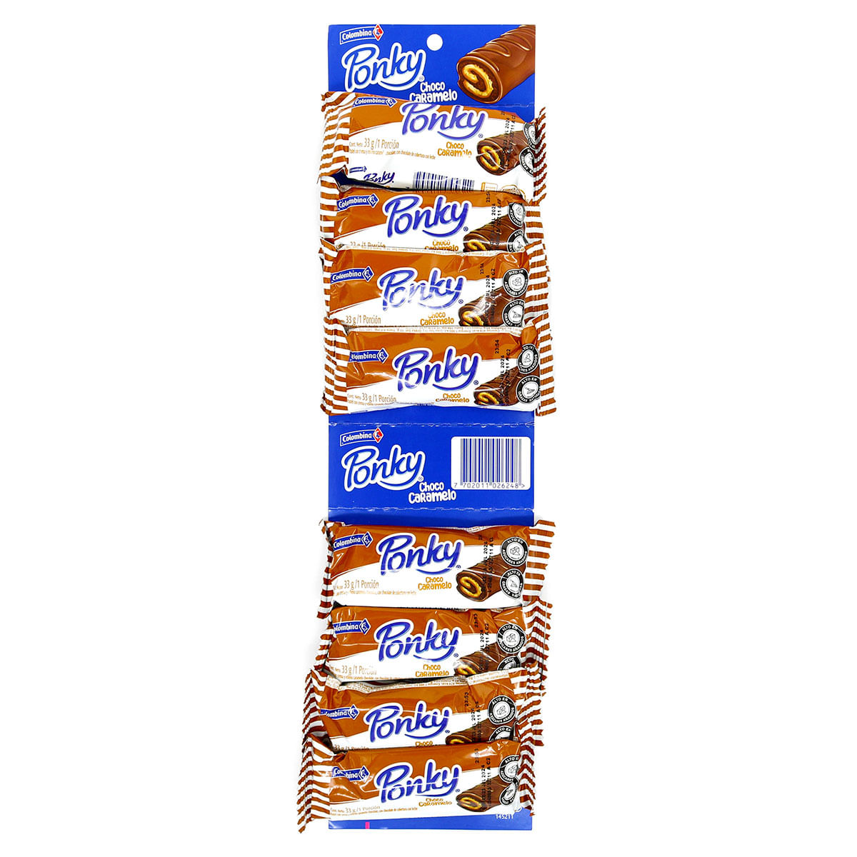 Pastel Ponky Choco Caramelo Tira x 8 Uds