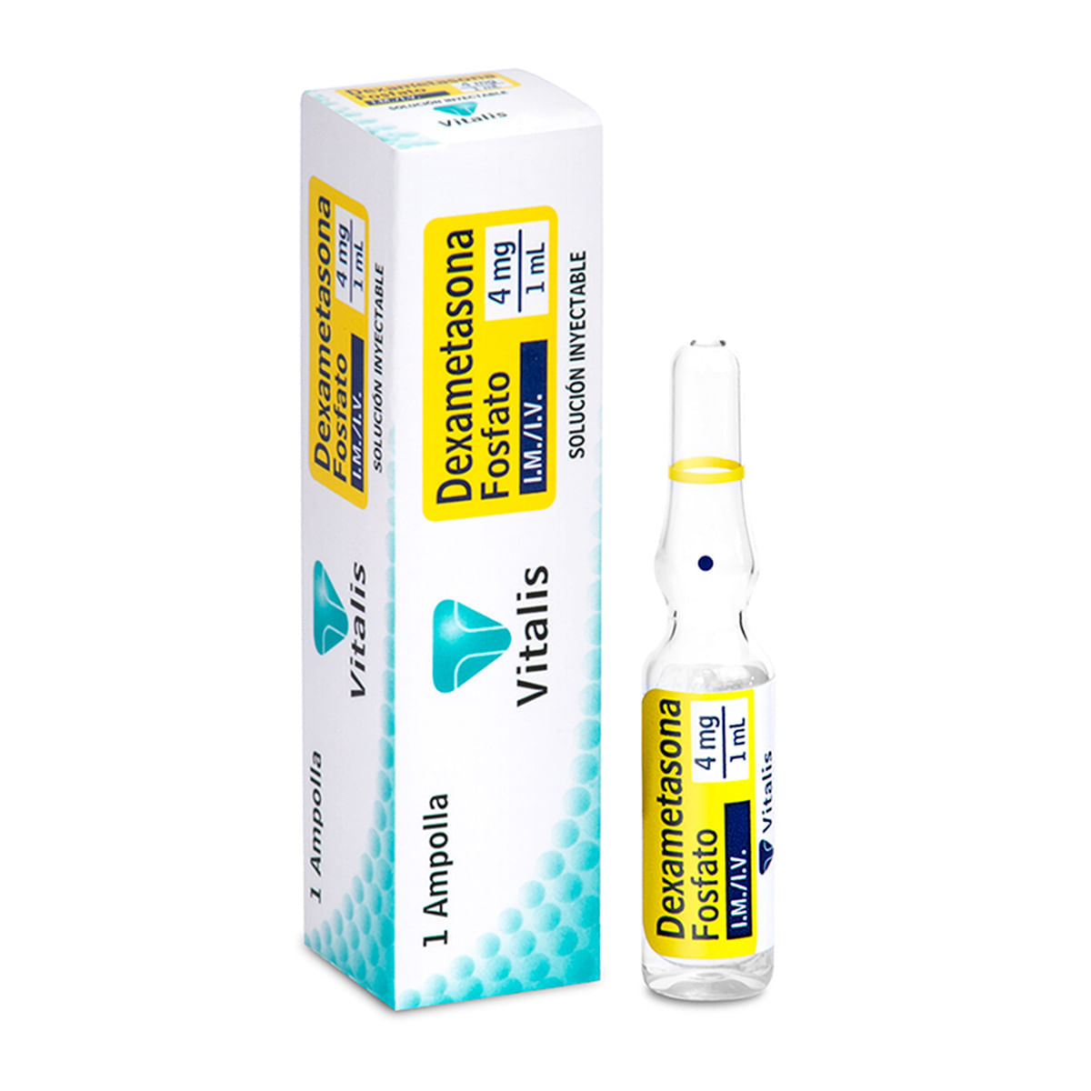 Solución Inyectable Dexametasona Fosfato 4 Mg/1 Ml Vitalis Caja X 1 Ampolla.
