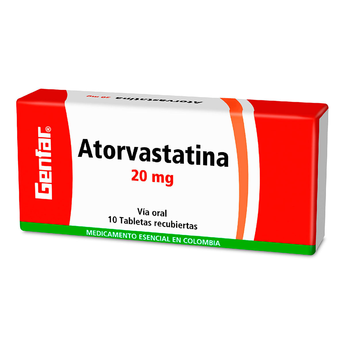 Atorvastatina 20 Mg Genfar Caja X 10 Tabletas Recubiertas.