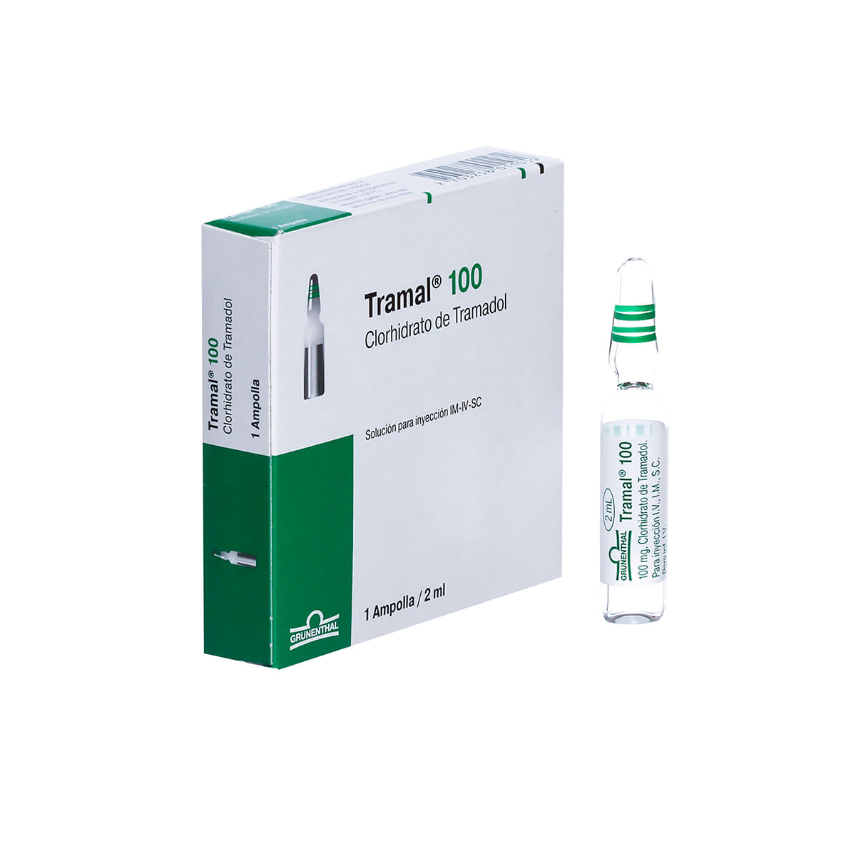 Solución Inyectable Tramal 100 Mg/2 Ml Grunenthal Caja X 1 Ampolla.