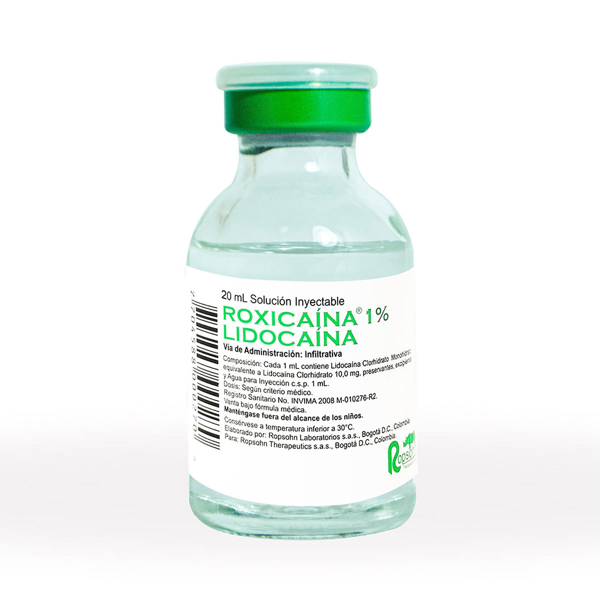 Solución Inyectable Roxicaína 1% Ropsohn Frasco X 20 Ml.