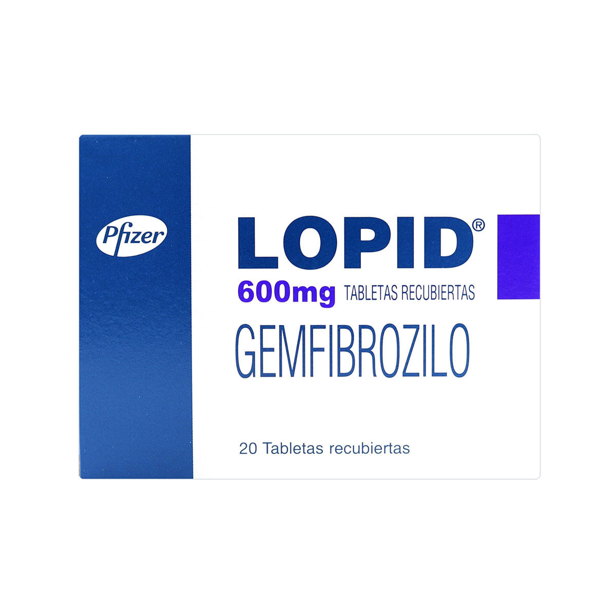 Lopid 600 Mg Pfizer Caja X 20 Tabletas Recubiertas.