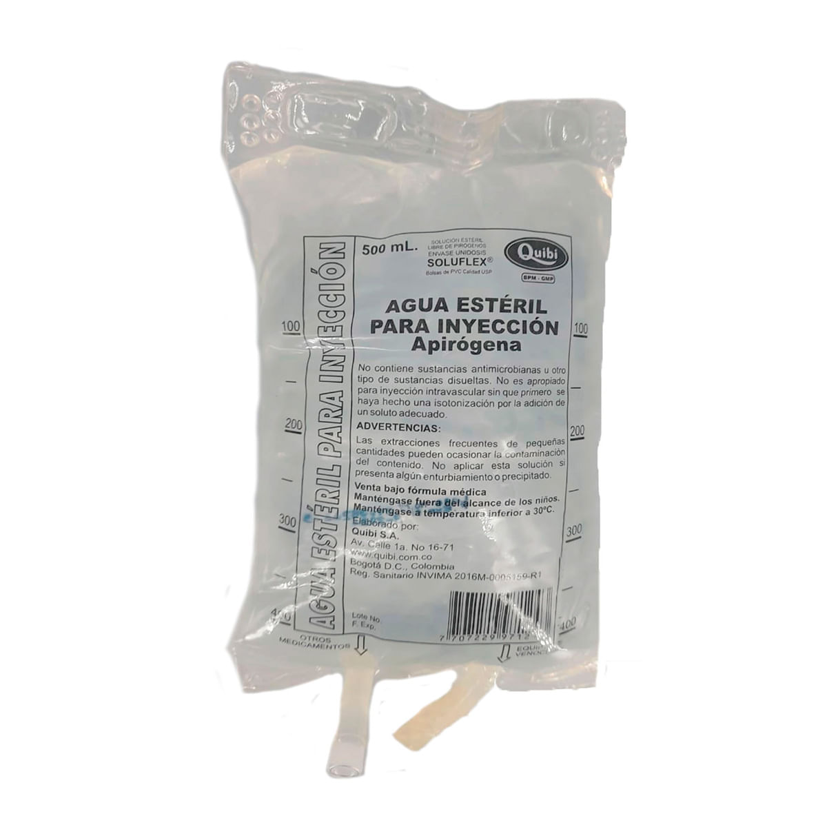 Agua Estéril Para Inyección Quibi Bolsa X 500 Ml.