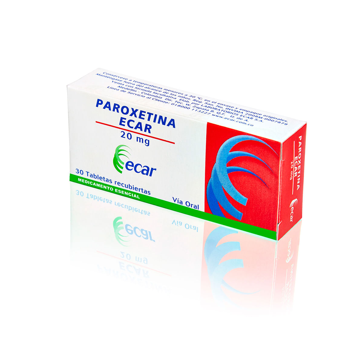 Paroxetina 20 Mg Ecar Caja X 30 Tabletas Recubiertas.