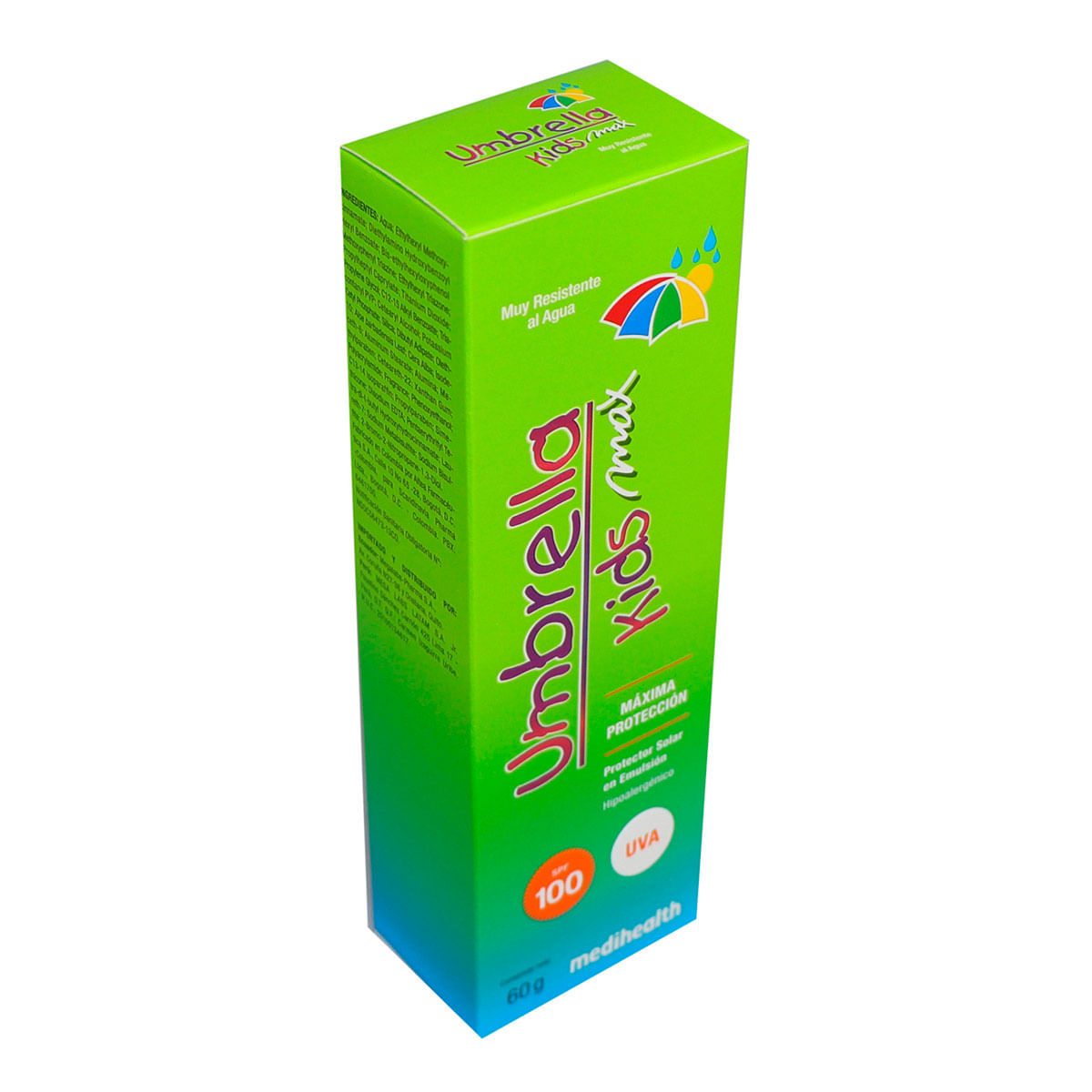 Protector Solar Umbrella Kids Max Emulsión Medihealth SPF 100 Uva Tubo x 60 g