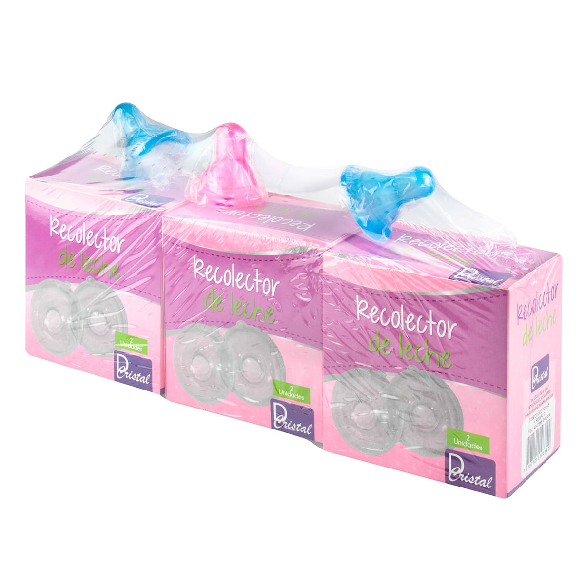 Recolector de Leche D Cristal Caja x 2 Uds Paquete x 3 Uds + 3 Chupos