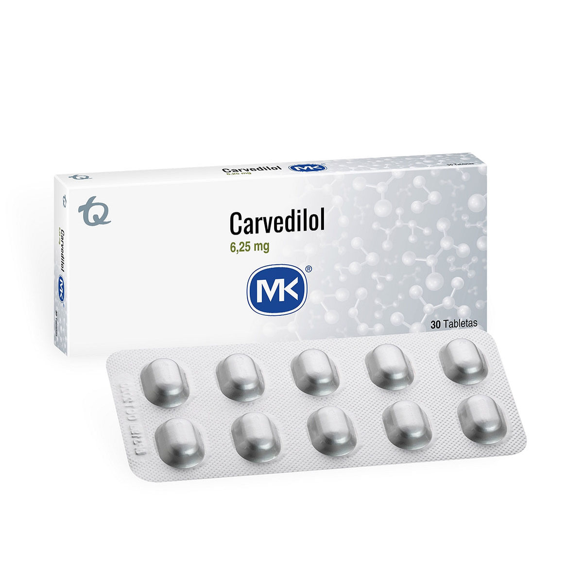 Carvedilol 6.25 Mg Mk Caja X 30 Tabletas.