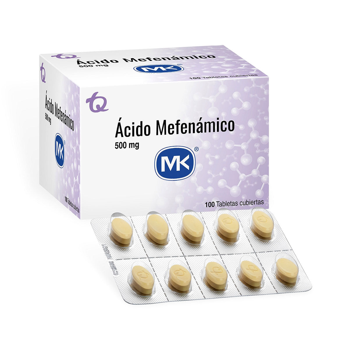 Ácido Mefenámico 500 Mg Mk Caja X 100 Tabletas Cubiertas.
