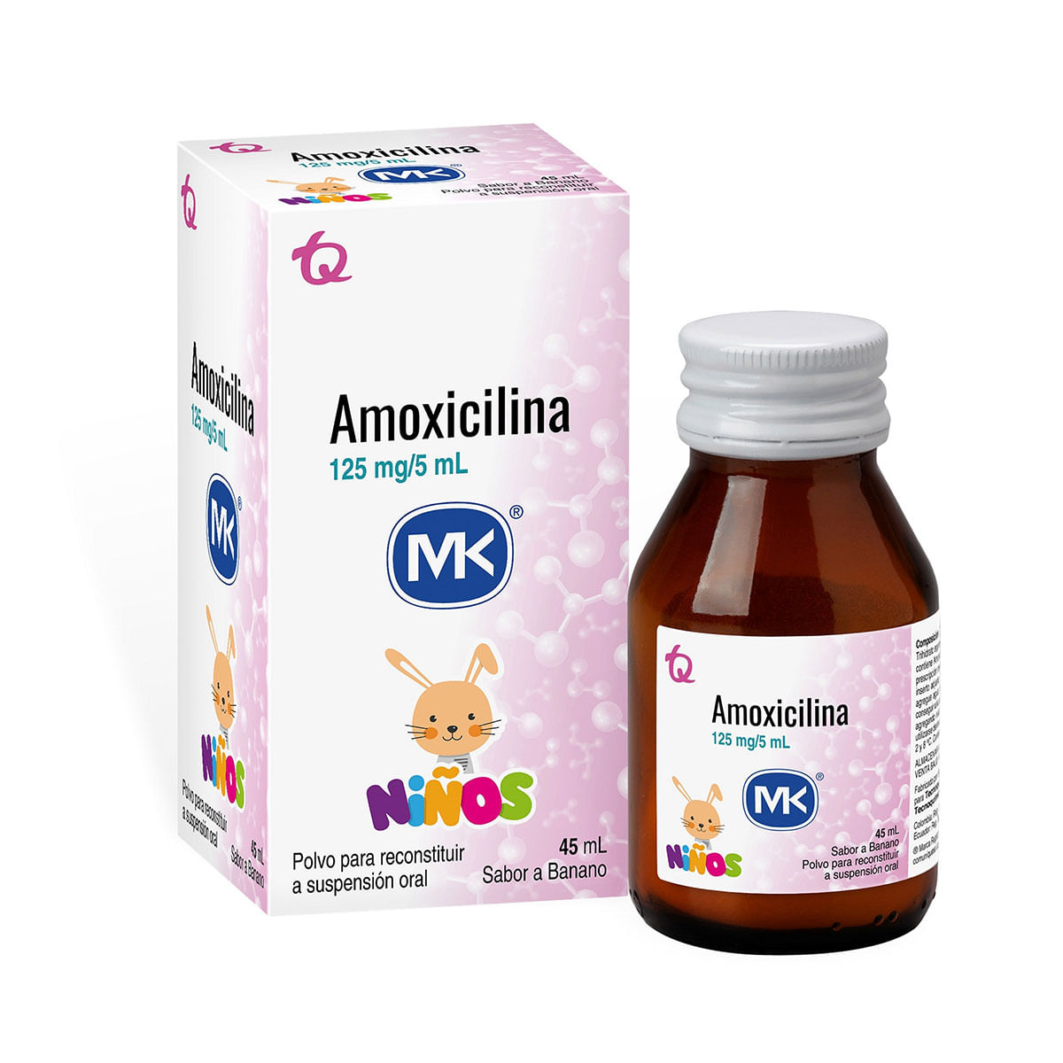 Suspensión Amoxicilina 125 Mg/5 Ml Mk Frasco X 45 Ml.